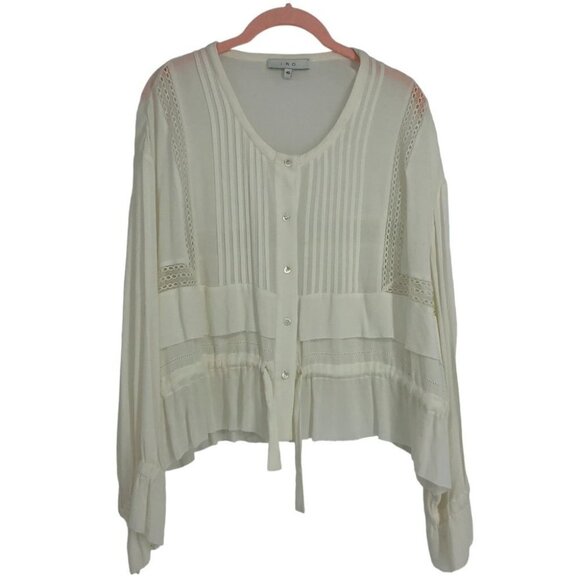 IRO White Keola sheer panelled lace button up Blouse size 40 - Picture 2 of 14